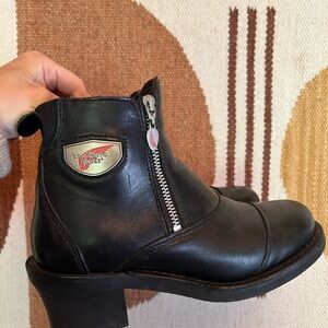 Red Wing Shoes Black moto boots - zip up. Womens